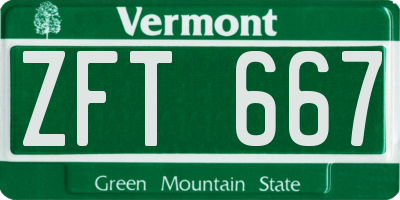 VT license plate ZFT667