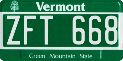 VT license plate ZFT668