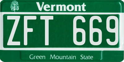 VT license plate ZFT669
