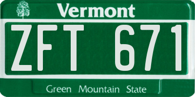 VT license plate ZFT671