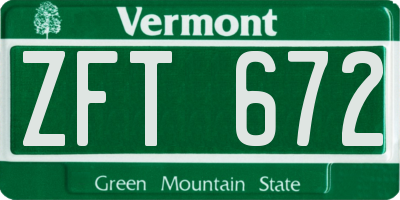 VT license plate ZFT672