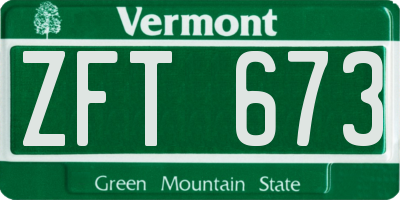 VT license plate ZFT673