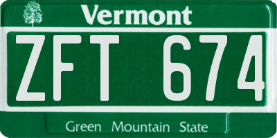 VT license plate ZFT674