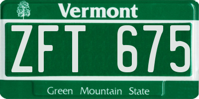 VT license plate ZFT675
