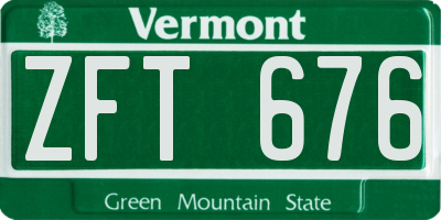 VT license plate ZFT676