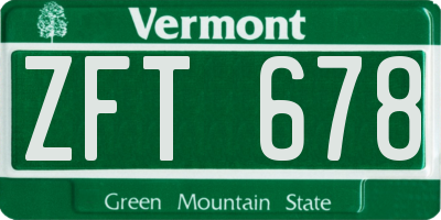 VT license plate ZFT678