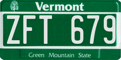 VT license plate ZFT679