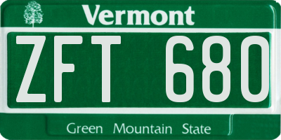 VT license plate ZFT680