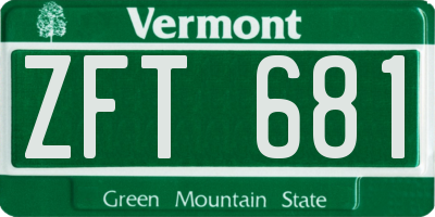 VT license plate ZFT681