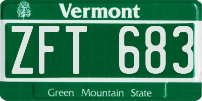 VT license plate ZFT683