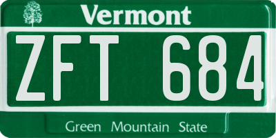 VT license plate ZFT684