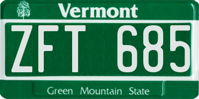 VT license plate ZFT685
