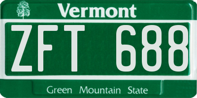 VT license plate ZFT688