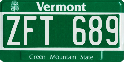 VT license plate ZFT689