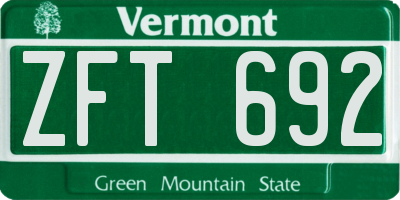 VT license plate ZFT692