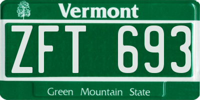 VT license plate ZFT693