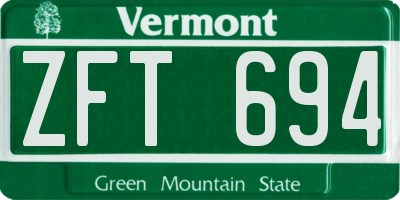 VT license plate ZFT694