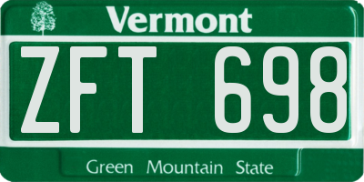 VT license plate ZFT698