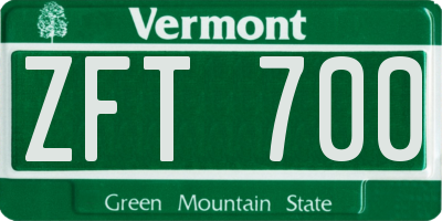 VT license plate ZFT700