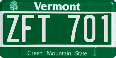 VT license plate ZFT701