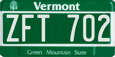 VT license plate ZFT702
