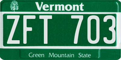 VT license plate ZFT703