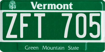 VT license plate ZFT705