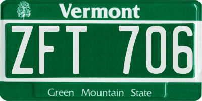 VT license plate ZFT706