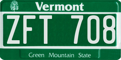 VT license plate ZFT708