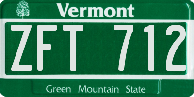 VT license plate ZFT712