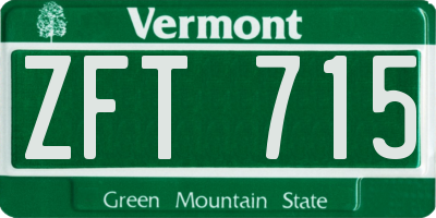 VT license plate ZFT715