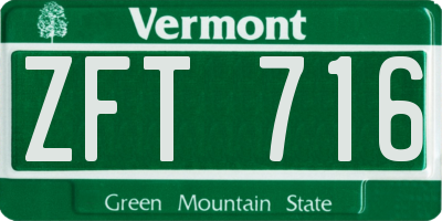 VT license plate ZFT716