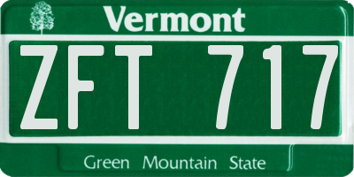 VT license plate ZFT717