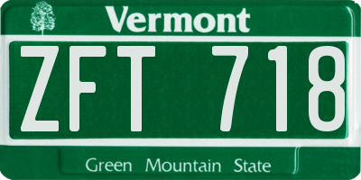 VT license plate ZFT718
