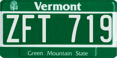 VT license plate ZFT719