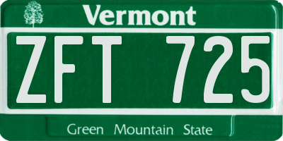 VT license plate ZFT725