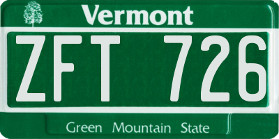 VT license plate ZFT726