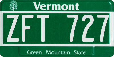 VT license plate ZFT727