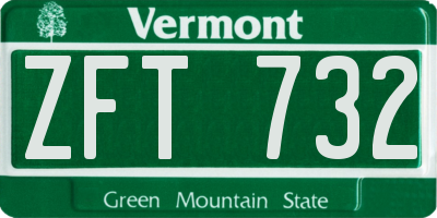 VT license plate ZFT732