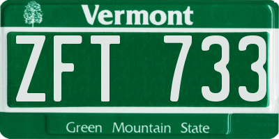 VT license plate ZFT733