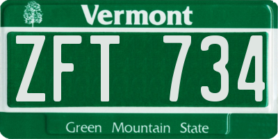 VT license plate ZFT734