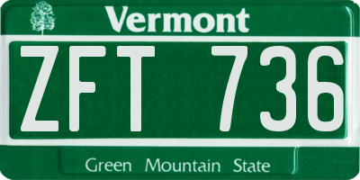 VT license plate ZFT736