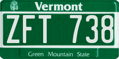 VT license plate ZFT738