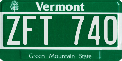 VT license plate ZFT740