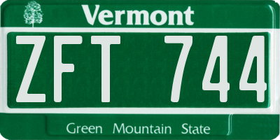 VT license plate ZFT744