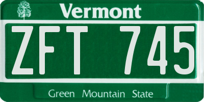 VT license plate ZFT745