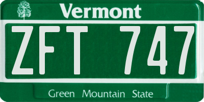 VT license plate ZFT747