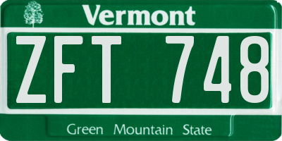VT license plate ZFT748