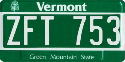 VT license plate ZFT753