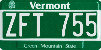 VT license plate ZFT755